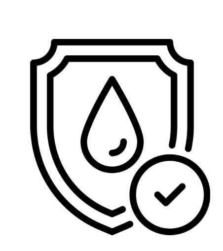 Waterproof shield icon with a checkmark